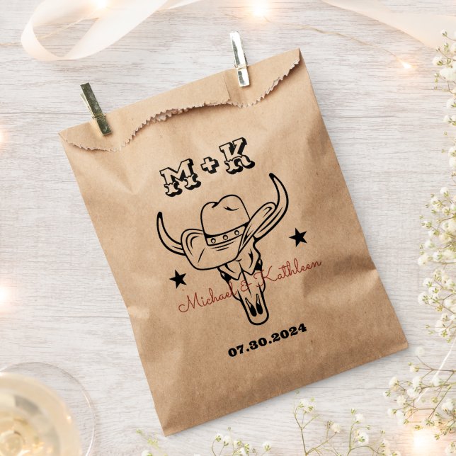 Bolsa De Papel Cowboy Bull Skull Bohemian Country Wedding (Cortado)