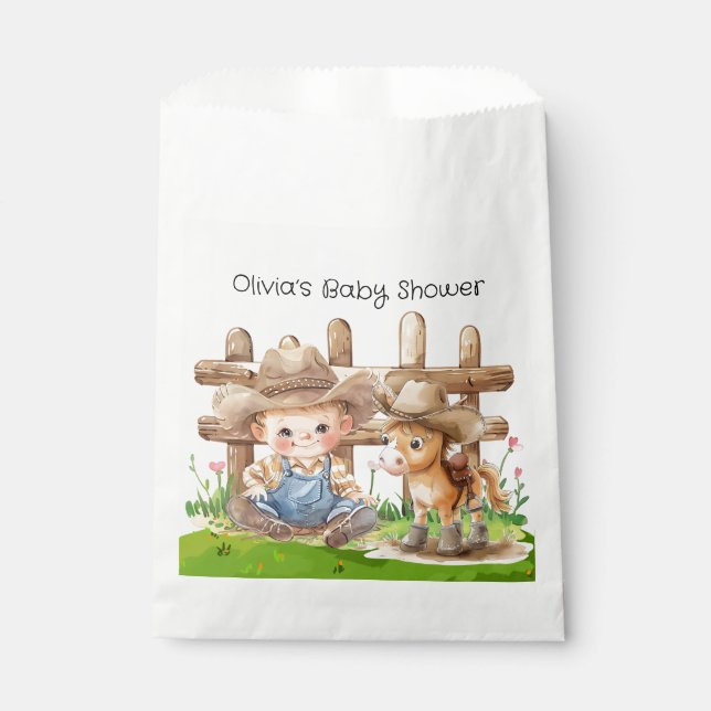 Bolsa De Papel Cowboy y un pony Horse Boy Baby Shower (Anverso)