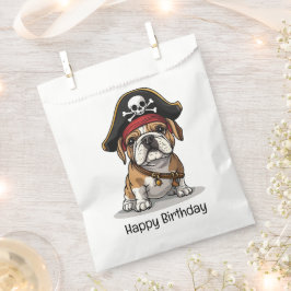 Bolsa De Papel Cráneo del Bulldog inglés pirata feliz cumpleaños