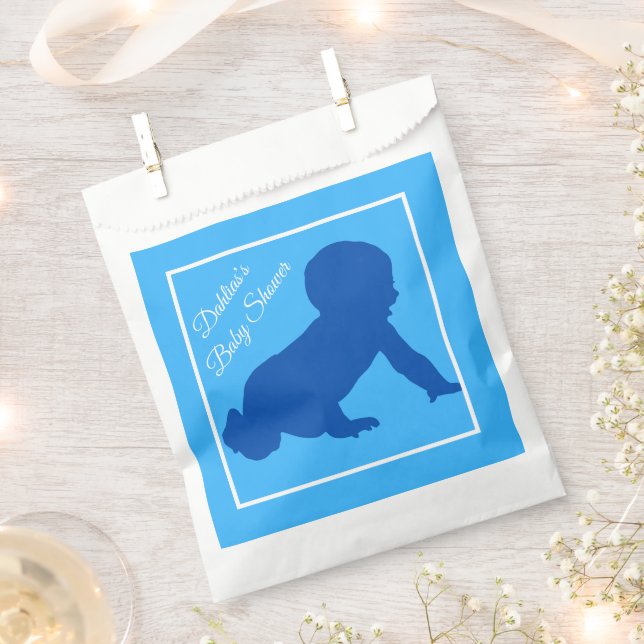 Bolsa De Papel Crawling Blue Baby Shower (Cortado)