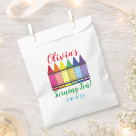 Bolsa De Papel Crayones arcoiris artista fiesta de cumpleaños de
