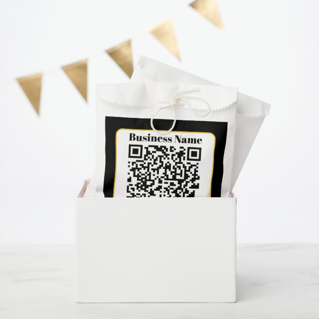Bolsa De Papel Crear su propio código QR | Borde dorado blanco ne (Fiesta)