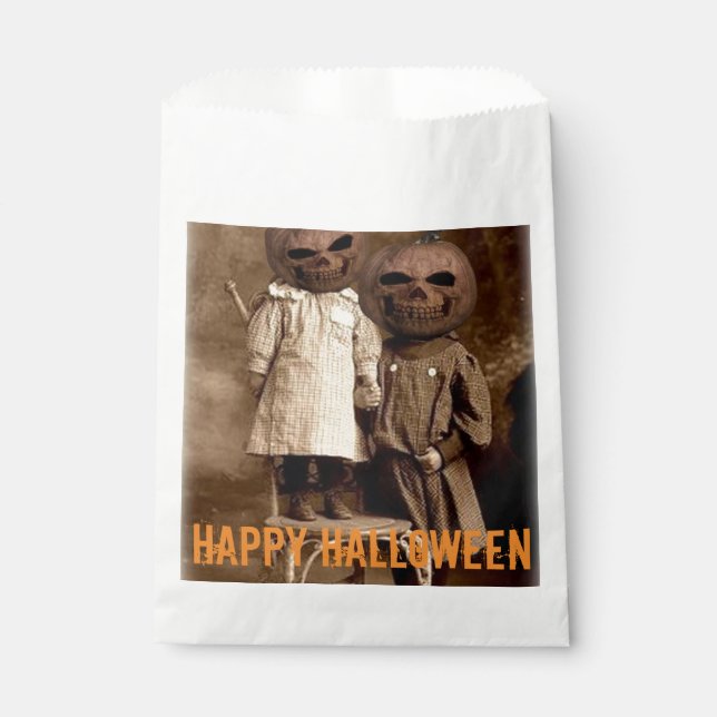 Bolsa De Papel Creepy Pumpkin Head Kids Halloween  (Anverso)