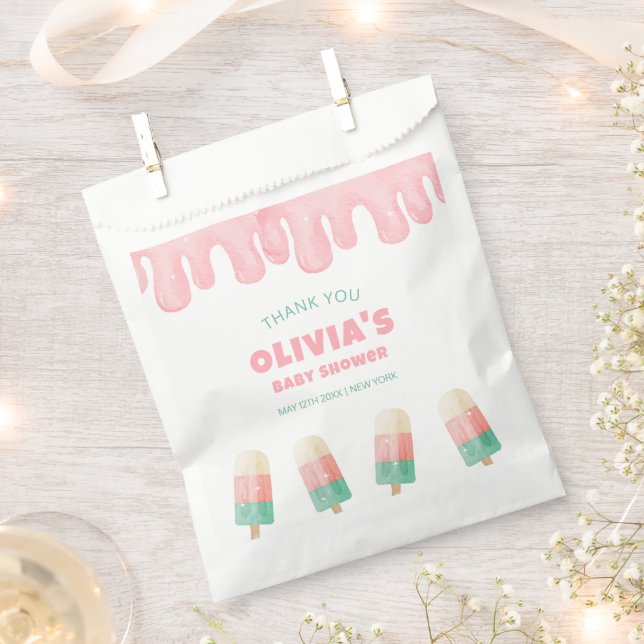 Bolsa De Papel Crema de hielo rosa Melt Baby Shower Gracias (Cortado)