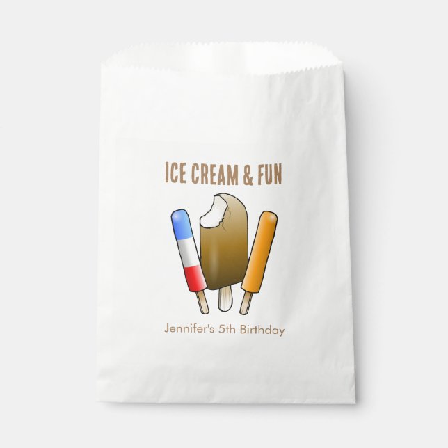 Bolsa De Papel Crema de hielo y cumpleaños divertidos (Anverso)