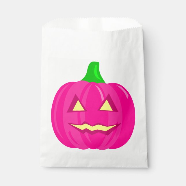 Bolsa De Papel cremoso calabaza de halloween rosa (Anverso)