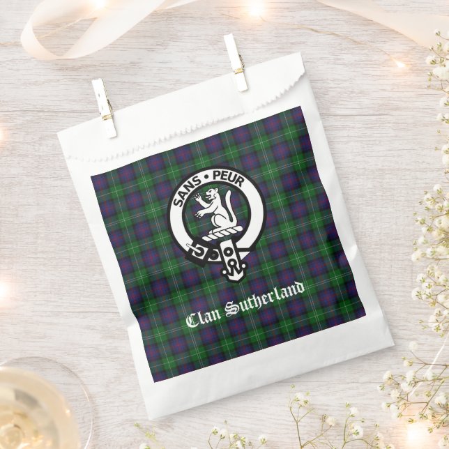 Bolsa De Papel Crest y Tartán del Clan Sutherland (Cortado)