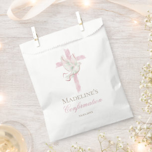 Bolsa De Papel Cruz rosa de confirmación