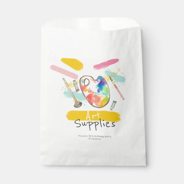Bolsa De Papel Cuadros pintar arte fiesta niños cumpleaños bolsas (Anverso)