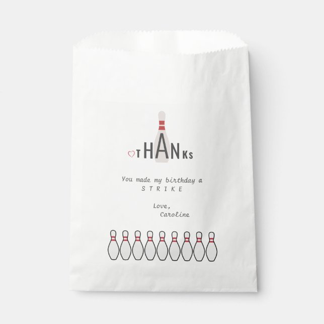 Bolsa De Papel Cualquier Edad White Modern Simple Bowling Fiesta  (Anverso)