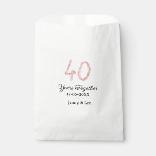 Bolsa De Papel Cuarenta años juntos letra negrita brillo rosa