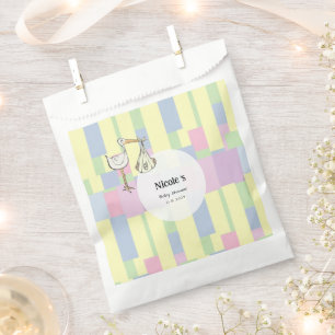 Bolsa De Papel Cubismo Retro Divertido Fiesta de Bebé con Cigüeña