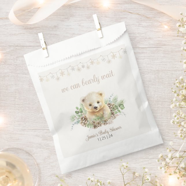 Bolsa De Papel Cubo de oso polar lindo Bearly Wait Winter Baby Sh (Cortado)