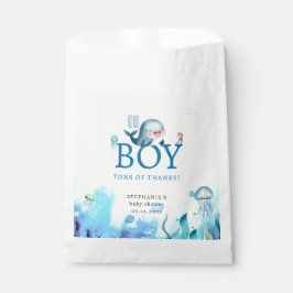 Bolsa De Papel Cuesta Ballena Bajo El Mar Watercolor Boy Baby Sho