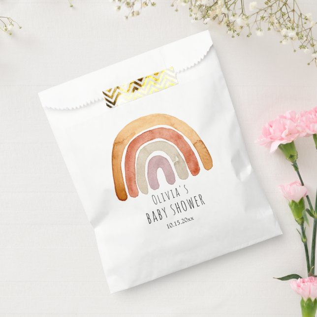 Bolsa De Papel Cuidada acuarela Boho Rainbow Baby Shower (Sellado)