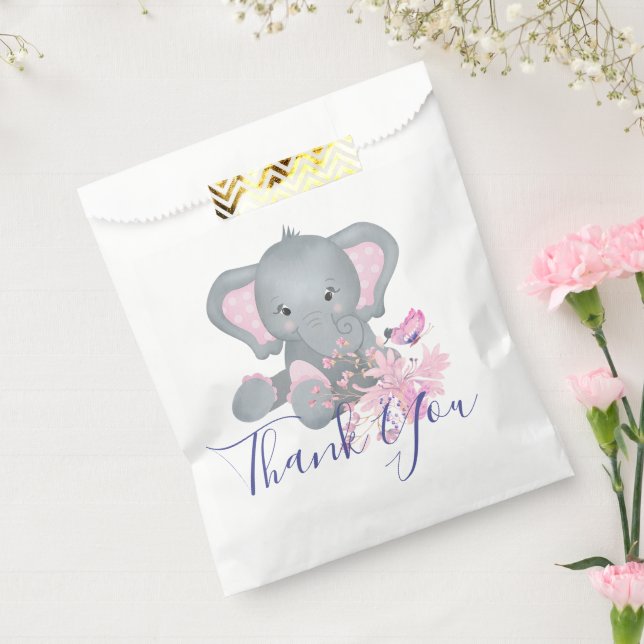 Bolsa De Papel Cuidada acuarela Elefante ducha de bebé Gracias (Sellado)