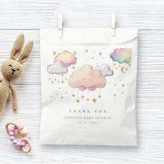 Bolsa De Papel Cuidada acuarela Nube Estrella Bebé Ducha