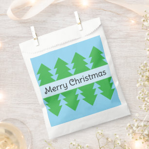 Bolsa De Papel Cuidada Feliz Navidad Diseño de Árbol Simple Azul