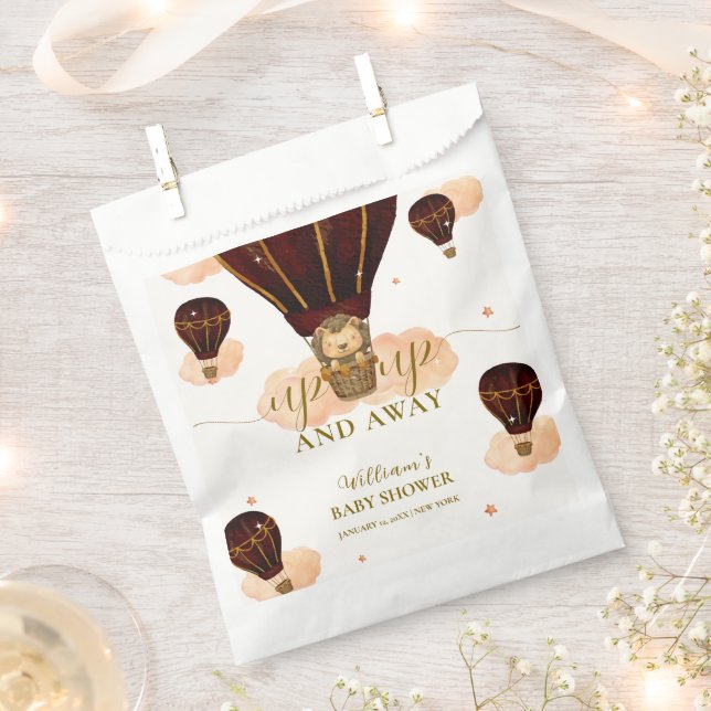 Bolsa De Papel Cuidado Hot Air Balloon Jungle Lion Boy Baby Showe (Cortado)