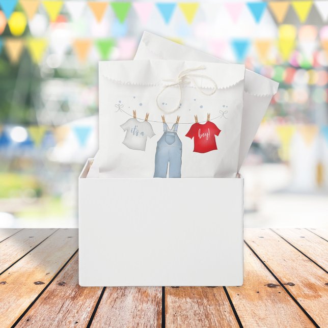 Bolsa De Papel Cuidado niño bebé Whimsical Denim Blue Baby Shower (Subido por el creador)