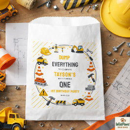 Bolsa De Papel Cumpleaños 1 | Fiesta de Camión de Construcción
