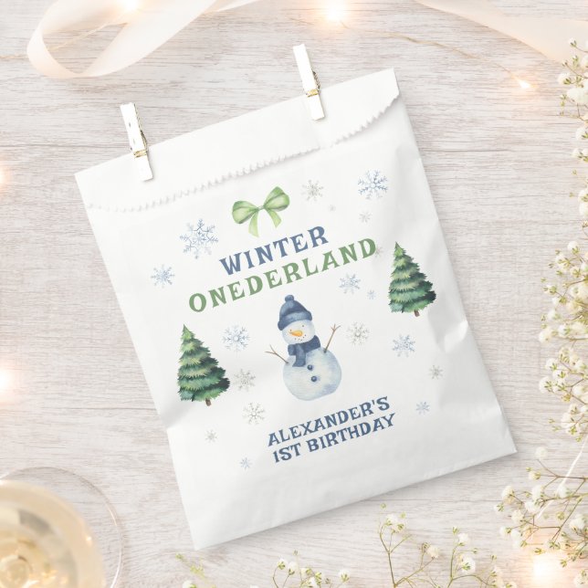 Bolsa De Papel Cumpleaños 1er Invierno Onederland  (Cortado)