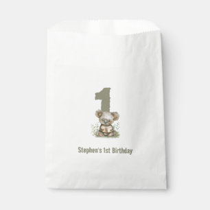 Bolsa De Papel  Cumpleaños 1er Koala Bear Verde Salvia 