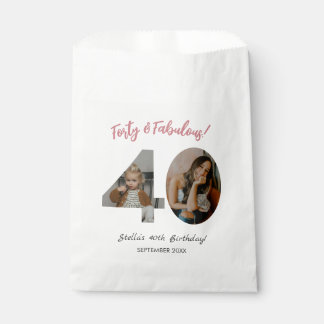 Bolsa De Papel Cumpleaños 40 y fabuloso con foto personalizada