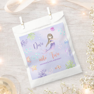 Bolsa De Papel Cumpleaños 5 de Mermaid Girl Dive Into Five