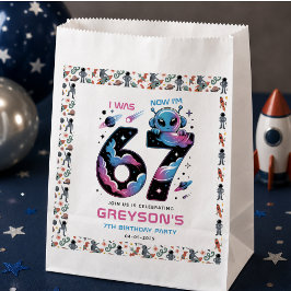 Bolsa De Papel Cumpleaños 7 de Cute Space | Seis y Siete Años de