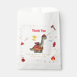 Bolsa De Papel Cumpleaños Adorable del bombero Dino