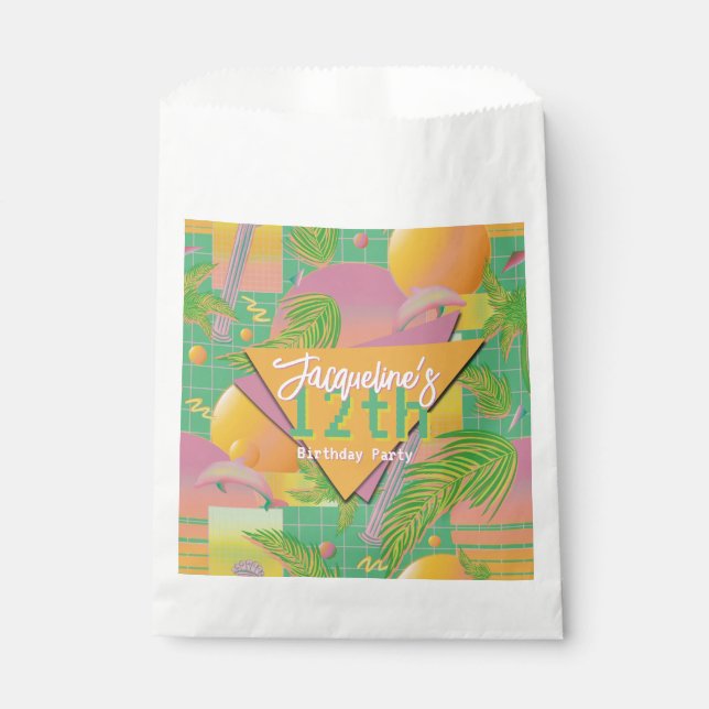 Bolsa De Papel Cumpleaños Atardecer Vaporwave Verano Amarillo (Anverso)