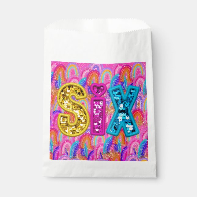 Bolsa De Papel Cumpleaños brillante arcoíris 6 (Anverso)
