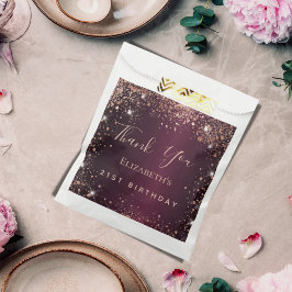 Bolsa De Papel Cumpleaños burgundy rosa oro tiara gracias