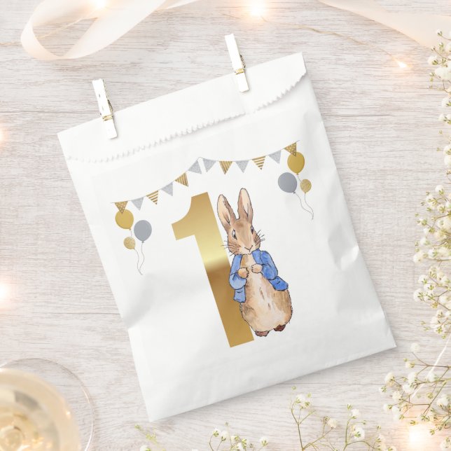 Bolsa De Papel Cumpleaños clásico del conejo (Cortado)