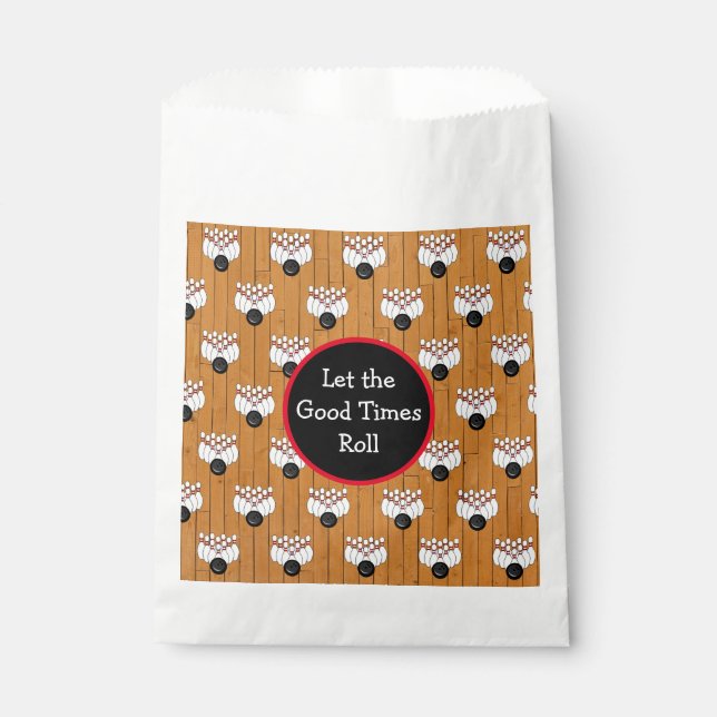 Bolsa De Papel Cumpleaños con temas de Bowling personalizado (Anverso)