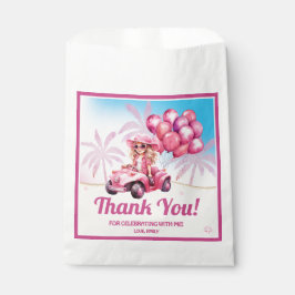 Bolsa De Papel Cumpleaños convertible rosa personalizado