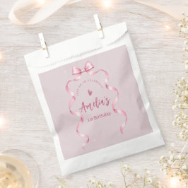 Bolsa De Papel Cumpleaños Coquette con Lazo Rosa 