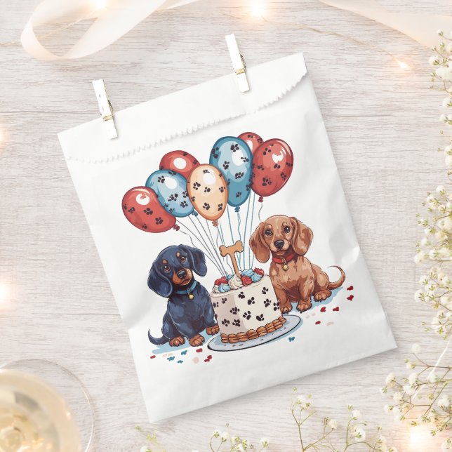 Bolsa De Papel Cumpleaños Dachshund Dogs (Cortado)