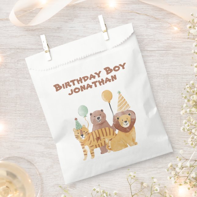 Bolsa De Papel Cumpleaños de animales salvajes (Cortado)