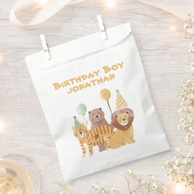 Bolsa De Papel Cumpleaños de animales salvajes (Cortado)