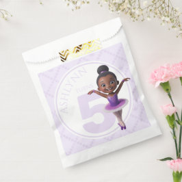 Bolsa De Papel Cumpleaños de Bailarina con Tutú Morado Personaliz
