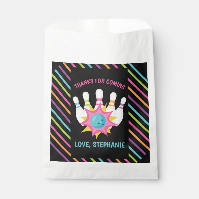 Bolsa De Papel Cumpleaños de Bolos Neon Arcoíris Agradecimiento (Anverso)