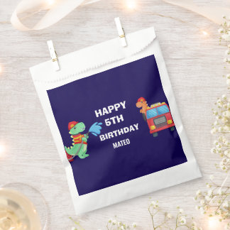 Bolsa De Papel Cumpleaños de bombero dino para niños f