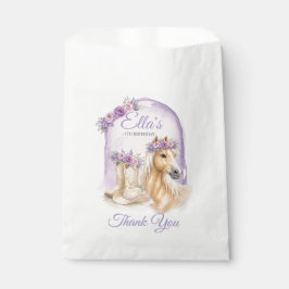 Bolsa De Papel Cumpleaños de caballo floral púrpura para niñas