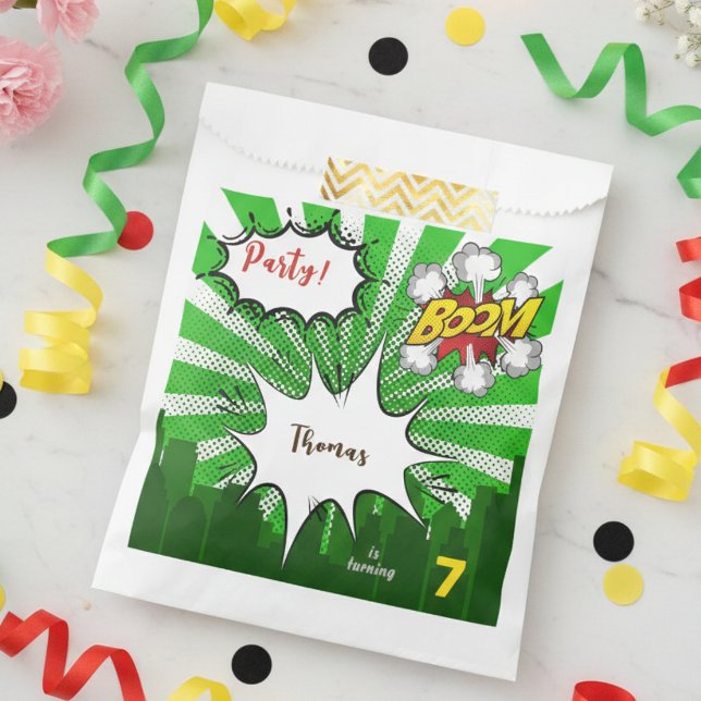 Bolsa De Papel cumpleaños de comedia verde de arte pop (Subido por el creador)