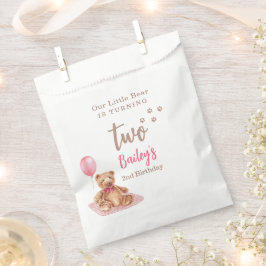 Bolsa De Papel Cumpleaños de cualquier edad del osito rosa