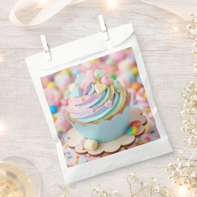 Bolsa De Papel Cumpleaños de Cupcake de Arcoíris con Malvavisco P (Cortado)