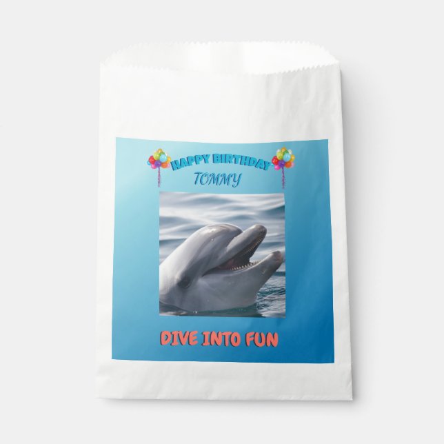 Bolsa De Papel Cumpleaños de delfín bajo el mar (Anverso)