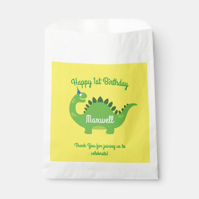 Bolsa De Papel cumpleaños de Dinosaur PArty (Anverso)